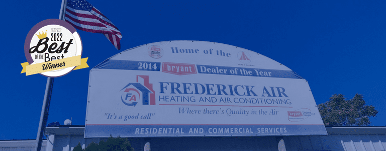 Frederick Air building with signage displaying awards and branding, including